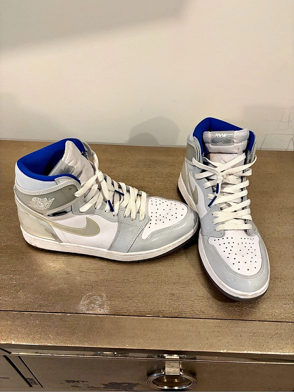 Nike White & Blue High-Top Sneakers